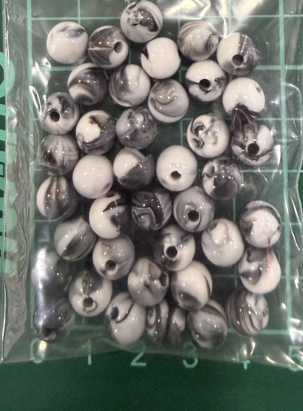 Bead 8mm Marble Black
